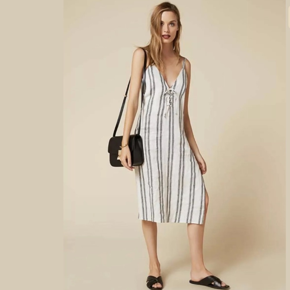 Reformation Linen Stripe Midi Maxi Dress Size L